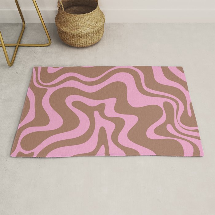 Retro Liquid Swirl Candy Abstract Inspired by PANTONE 17 1230 Color of the Year Mocha Mousse Rug Gallery Image 1