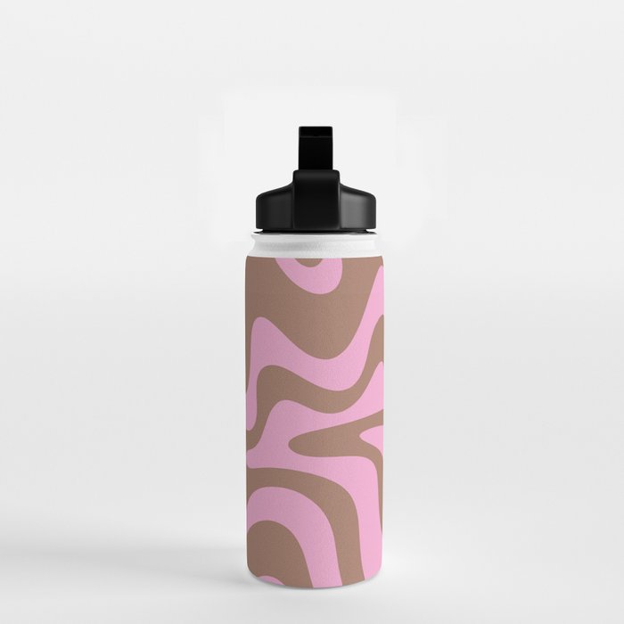 Retro Liquid Swirl Candy Abstract Inspired by PANTONE 17 1230 Color of the Year Mocha Mousse Water Bottle Gallery Image 2