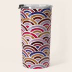 Japanese Seigaiha Wave - Mauve & Gold Palette Travel Mug Gallery Image 3