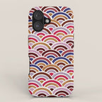 Japanese Seigaiha Wave - Mauve & Gold Palette iPhone Case Gallery Image 1