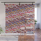 Japanese Seigaiha Wave - Mauve & Gold Palette Wall Mural Gallery Image 1