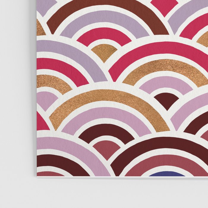 Japanese Seigaiha Wave - Mauve & Gold Palette Poster Gallery Image 3