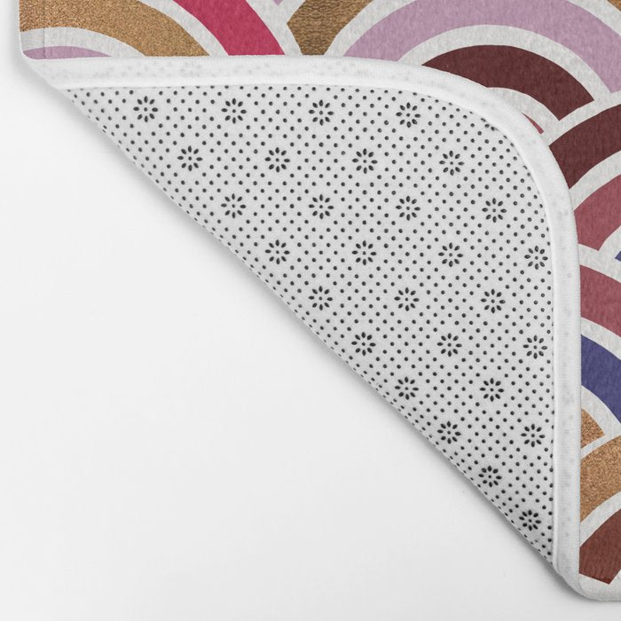Japanese Seigaiha Wave - Mauve & Gold Palette Bath Mat Gallery Image 2