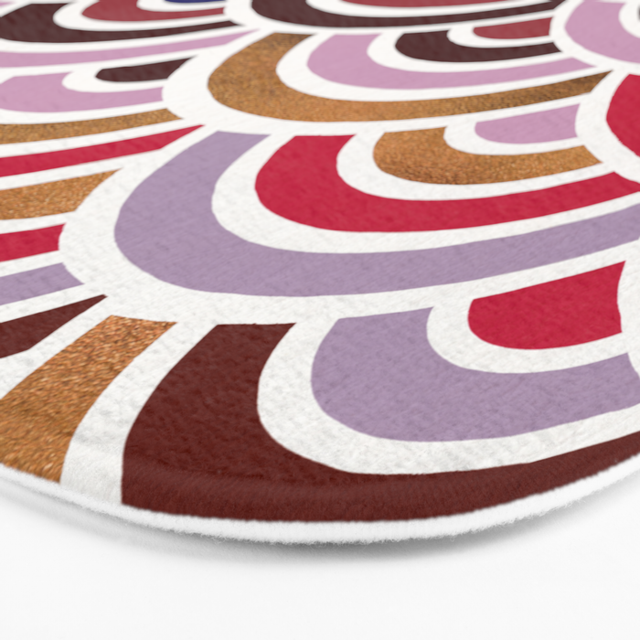 Japanese Seigaiha Wave - Mauve & Gold Palette Bath Mat Gallery Image 3