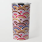 Japanese Seigaiha Wave - Mauve & Gold Palette Travel Mug Gallery Image 1
