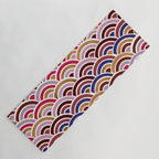 Japanese Seigaiha Wave - Mauve & Gold Palette Yoga Mat Gallery Image 1