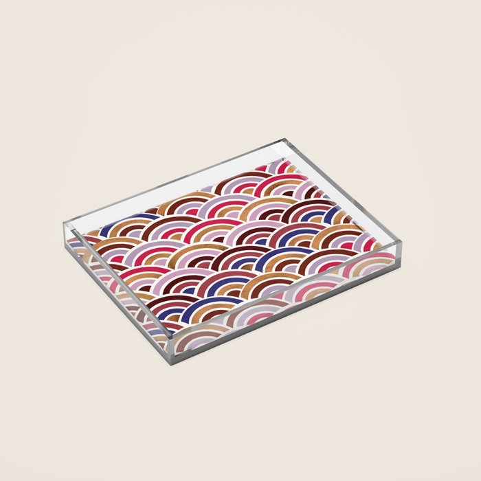 Japanese Seigaiha Wave - Mauve & Gold Palette Acrylic Tray Gallery Image 2