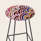 Japanese Seigaiha Wave - Mauve & Gold Palette Stool Gallery Image 2