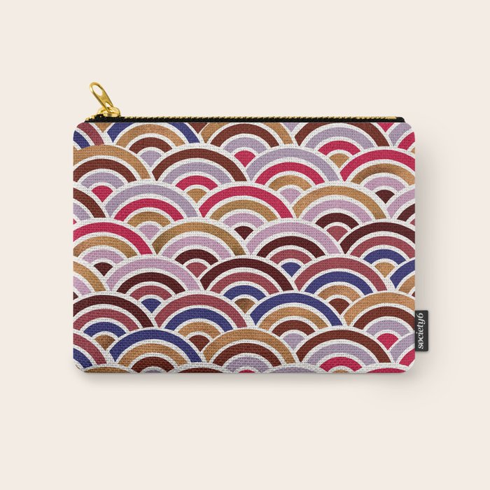 Japanese Seigaiha Wave - Mauve & Gold Palette Carry All Pouch Gallery Image 1
