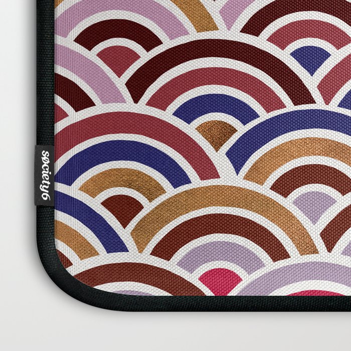 Japanese Seigaiha Wave - Mauve & Gold Palette Laptop Sleeve Gallery Image 3