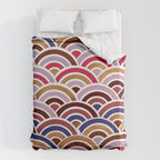 Japanese Seigaiha Wave - Mauve & Gold Palette Duvet Cover Gallery Image 6