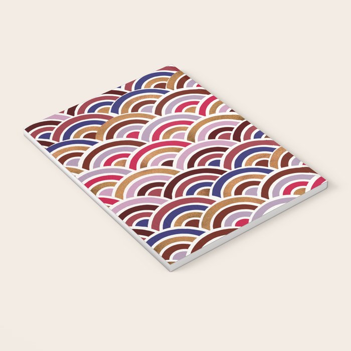 Japanese Seigaiha Wave - Mauve & Gold Palette Notebook Gallery Image 3