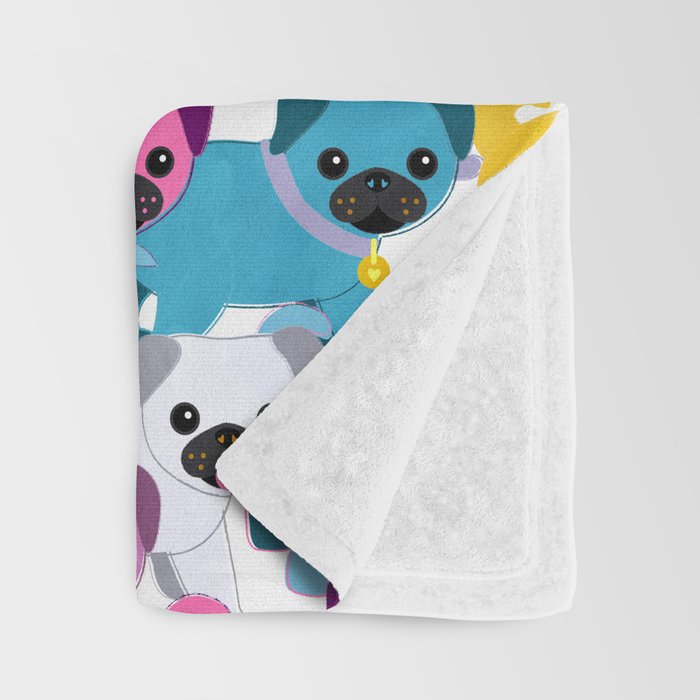 Colored Pugs Pattern - no1 Throw Blanket Gallery Image 3