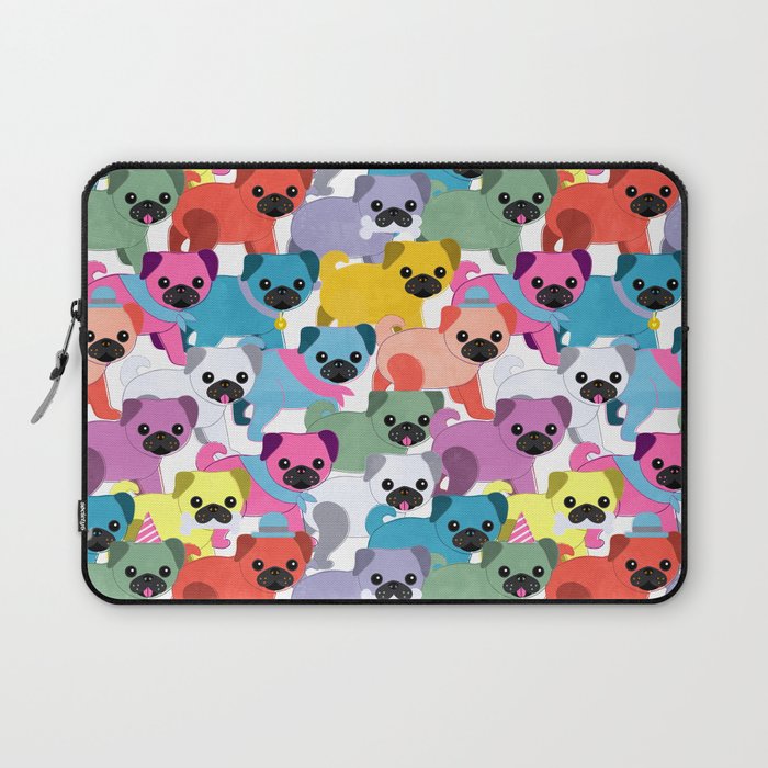 Colored Pugs Pattern - no1 Laptop Sleeve Gallery Image 1