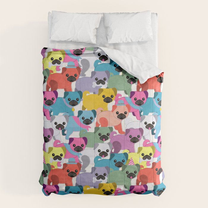 Colored Pugs Pattern - no1 Comforter Gallery Image 6