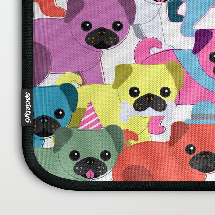 Colored Pugs Pattern - no1 Laptop Sleeve Gallery Image 3