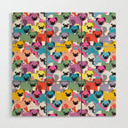 Colored Pugs Pattern - no1 Wood Wall Art Gallery Image 1