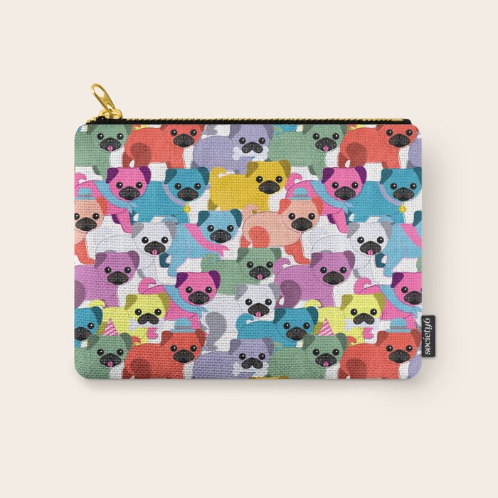 Colored Pugs Pattern - no1 Carry All Pouch Gallery Image 1