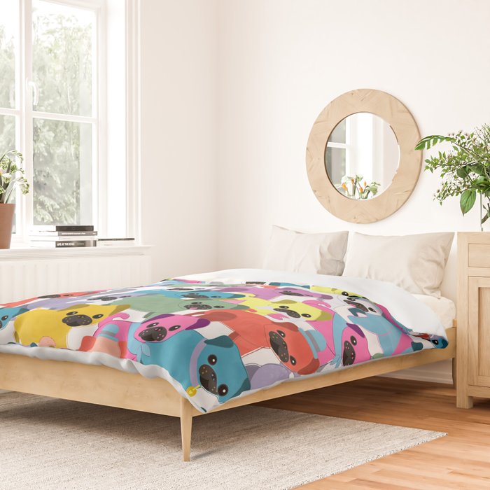 Colored Pugs Pattern - no1 Duvet Cover Gallery Image 2