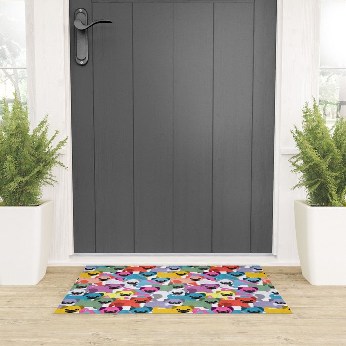 Colored Pugs Pattern - no1 Welcome Mat Gallery Image 3