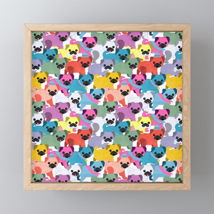 Colored Pugs Pattern - no1 Mini Art Print Gallery Image 1