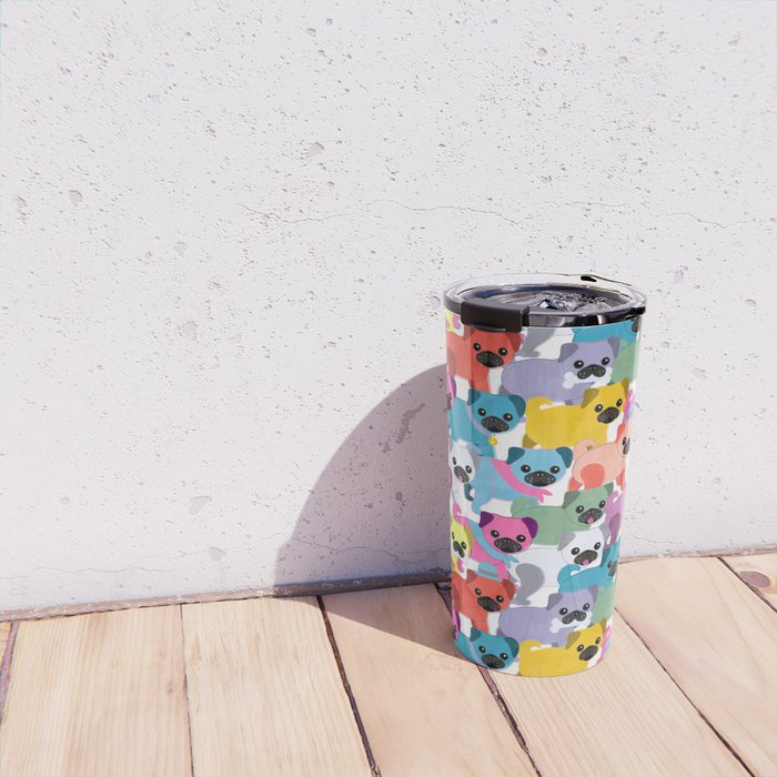 Colored Pugs Pattern - no1 Travel Mug Gallery Image 4