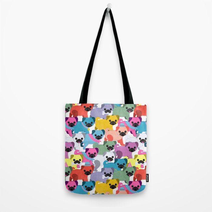 Colored Pugs Pattern - no1 Tote Bag Gallery Image 2