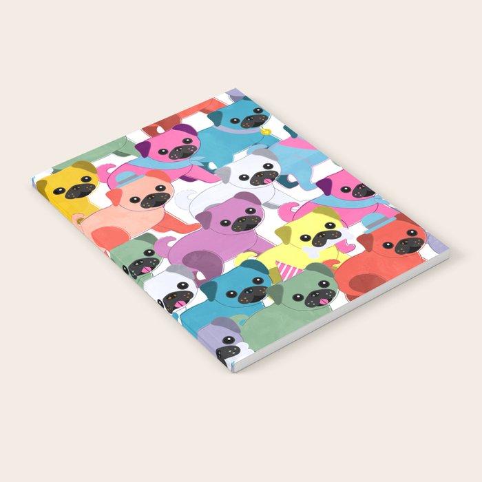 Colored Pugs Pattern - no1 Notebook Gallery Image 1