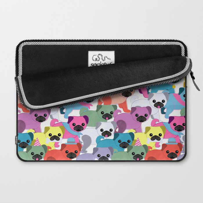 Colored Pugs Pattern - no1 Laptop Sleeve Gallery Image 2