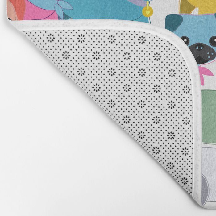 Colored Pugs Pattern - no1 Bath Mat Gallery Image 2