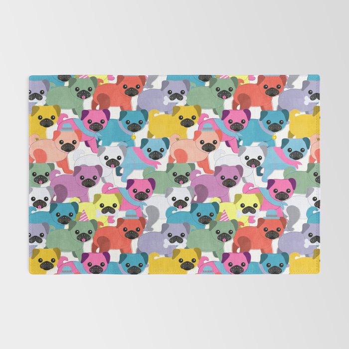 Colored Pugs Pattern - no1 Rug Gallery Image 2