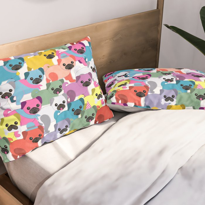 Colored Pugs Pattern - no1 Pillow Sham Gallery Image 2