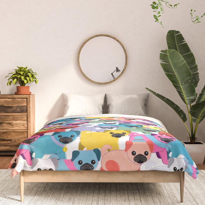 Colored Pugs Pattern - no1 Comforter Gallery Image 3