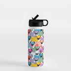 Colored Pugs Pattern - no1 Water Bottle Gallery Image 1