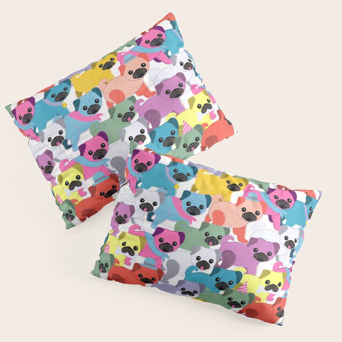 Colored Pugs Pattern - no1 Pillow Sham Gallery Image 3