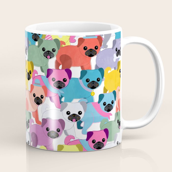 Colored Pugs Pattern - no1 Coffee Mug Gallery Image 1