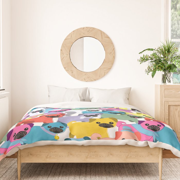 Colored Pugs Pattern - no1 Duvet Cover Gallery Image 3