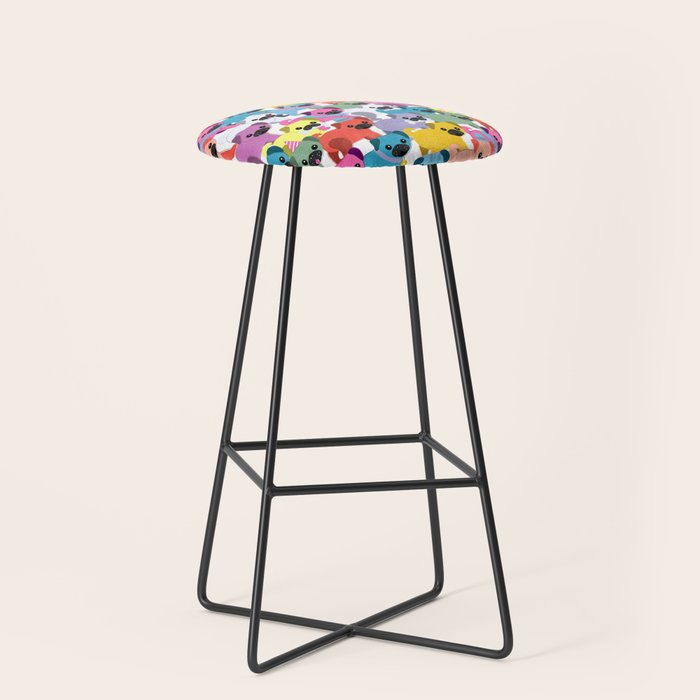 Colored Pugs Pattern - no1 Stool Gallery Image 1