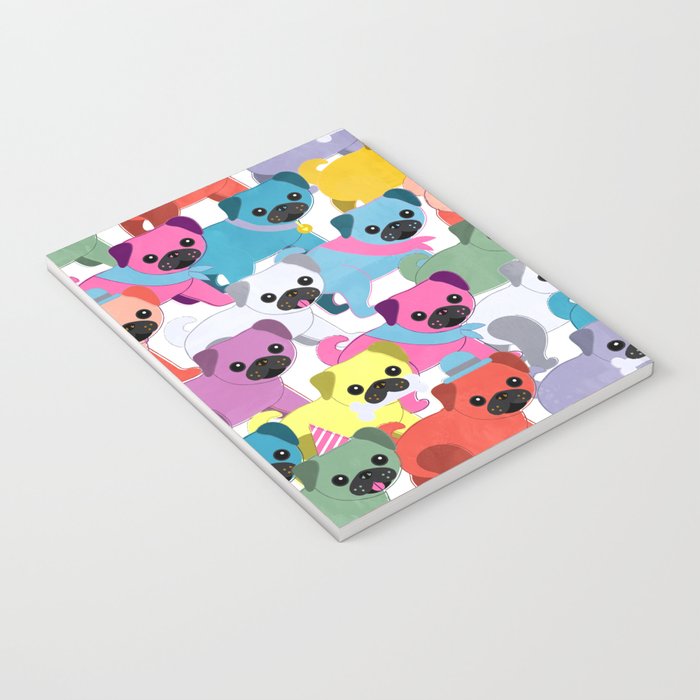 Colored Pugs Pattern - no1 Notebook Gallery Image 3