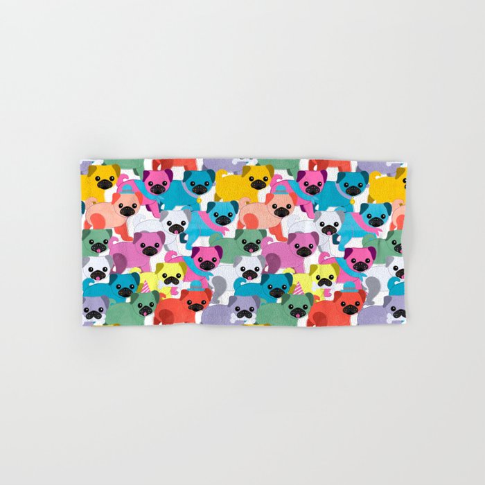 Colored Pugs Pattern - no1 Bath Towel Gallery Image 1