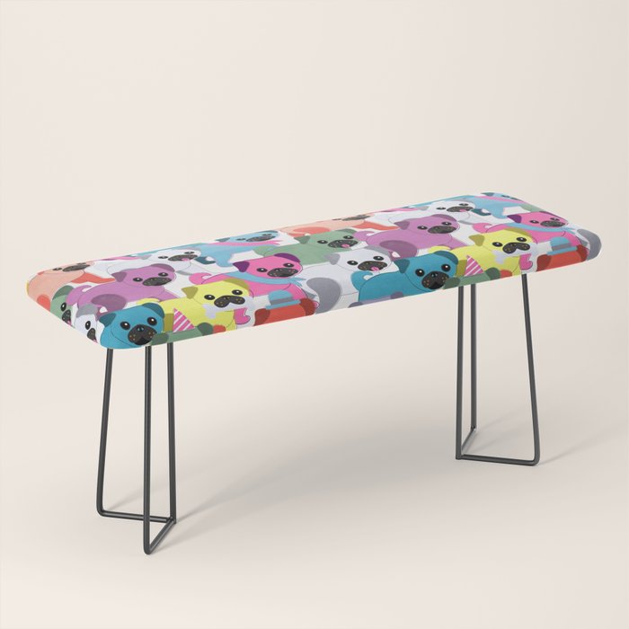 Colored Pugs Pattern - no1 Bench Gallery Image 1