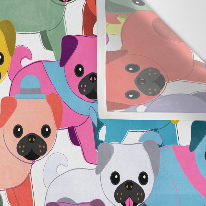 Colored Pugs Pattern - no1 Wall Tapestry Gallery Image 3