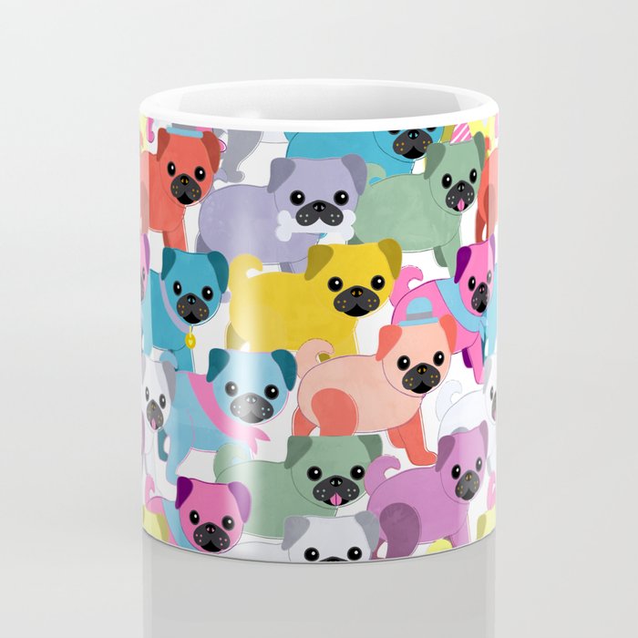 Colored Pugs Pattern - no1 Coffee Mug Gallery Image 4