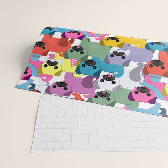 Colored Pugs Pattern - no1 Wrapping Paper Gallery Image 2