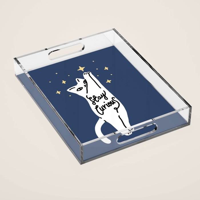 Stay Curious Cat Acrylic Tray Gallery Image 1