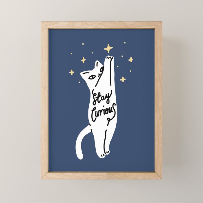 Stay Curious Cat Mini Art Print Gallery Image 1
