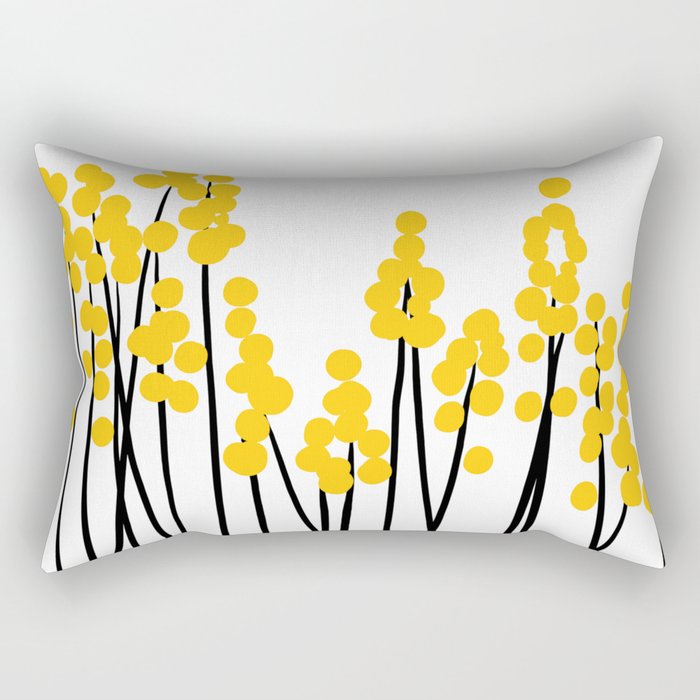 Hello Spring! Yellow/Black Retro Plants on White #decor #society6 #buyart Rectangular Pillow Gallery Image 2