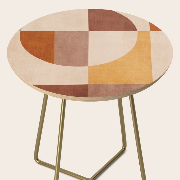 Terracotta Tones Modern Geometric Abstract Artwork Side Table Gallery Image 2