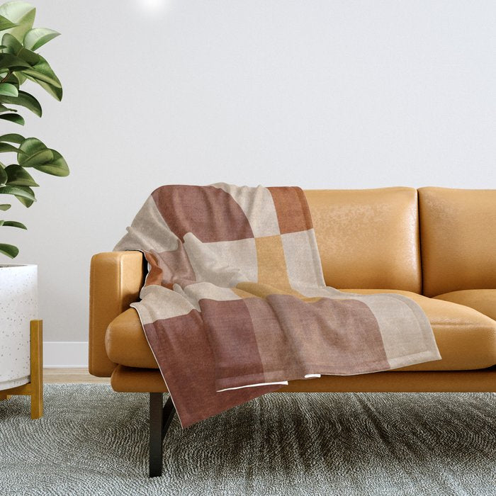 Terracotta Tones Modern Geometric Abstract Artwork Throw Blanket Gallery Image 1