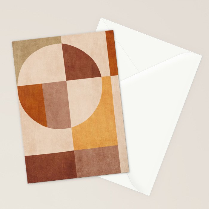 Terracotta Tones Modern Geometric Abstract Artwork Stationery Card Gallery Image 2